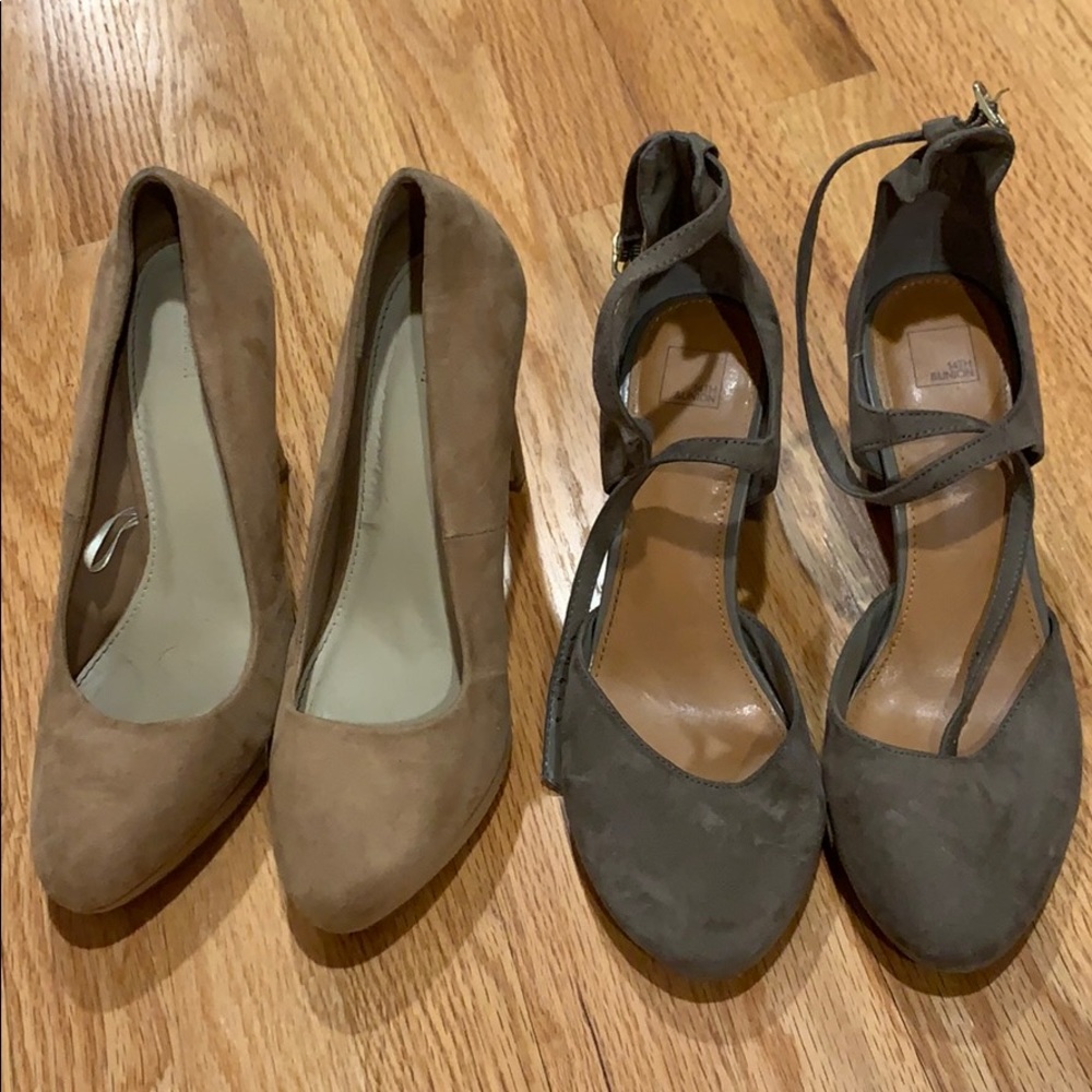 2 Pair - women’s heels - size 8 - grey and tan